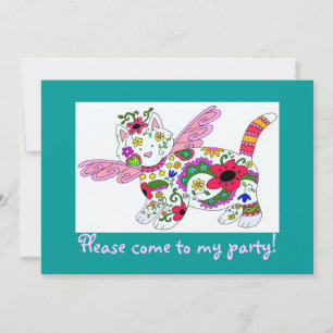 Cat Angel Ukrainian Folk Art Invitation