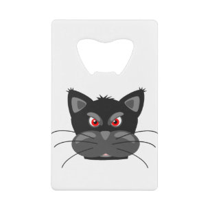 Cat Angry Face Animal Mammal Head Whiskers Credit Card Bottle Opener