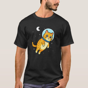 Cat Animal Lover Astronaut Space Moon Mom Dad Kids T-Shirt