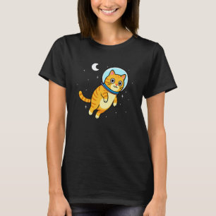 Cat Animal Lover Astronaut Space Moon Mom Dad Kids T-Shirt