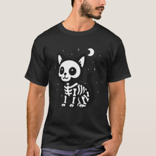 Cat Animal Lover Skeleton Halloween Mom Dad Kids T-Shirt