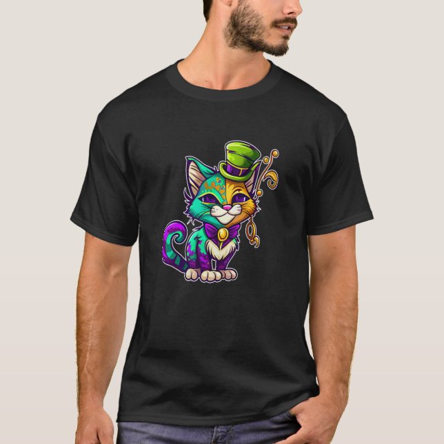 Cat Animal Mardi Gras Carnival Jester Cat Mardi Gr T-Shirt (Front)