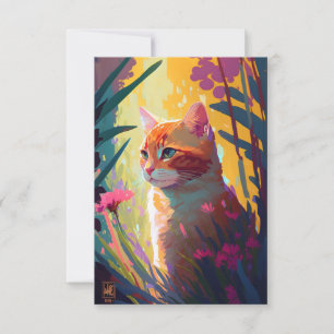 Cat Animal Portrait Painting Wildlife Outdoors Art Thank You Card