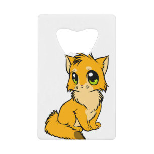 Cat Anime Cute Kitten Figure Line Art Credit Card Bottle Opener