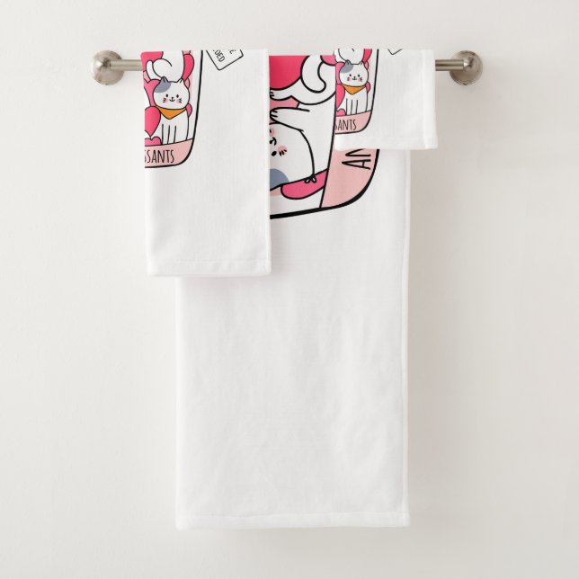 Cat Antidepressant Funny Cat Lover Gift Bath Towel Set (Insitu)