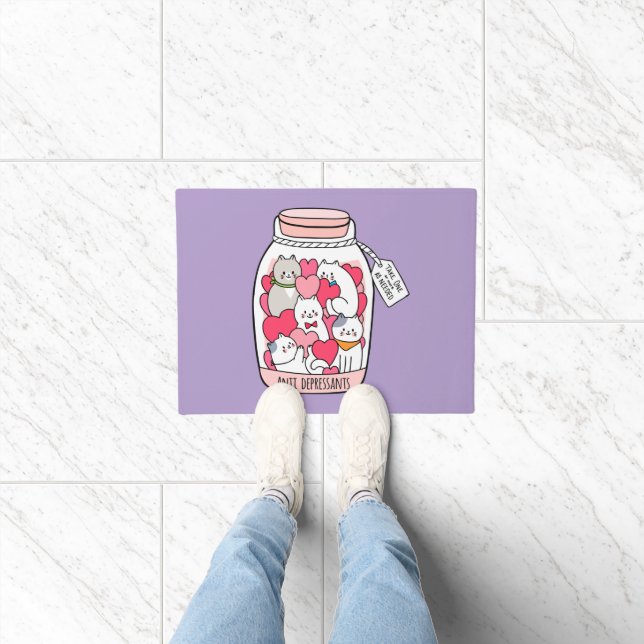 Cat Antidepressant Funny Cat Lover Gift Doormat (Indoor)