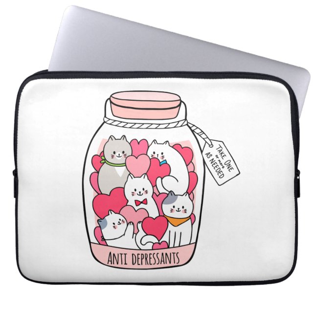 Cat Antidepressant Funny Cat Lover Gift Laptop Sleeve (Front)