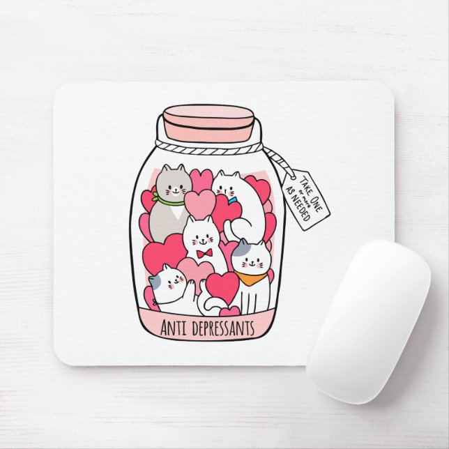 Cat Antidepressant Funny Cat Lover Gift Mouse Pad (With Mouse)