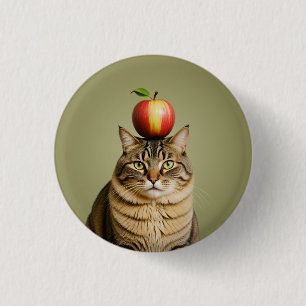 Cat Apple 1 Inch Round Button