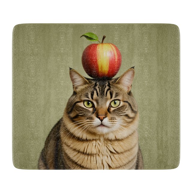 Cat Apple Cutting Board (Front)