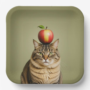 Cat Apple Paper Plate
