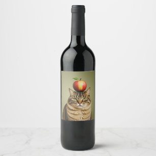 Cat Apple Wine Label