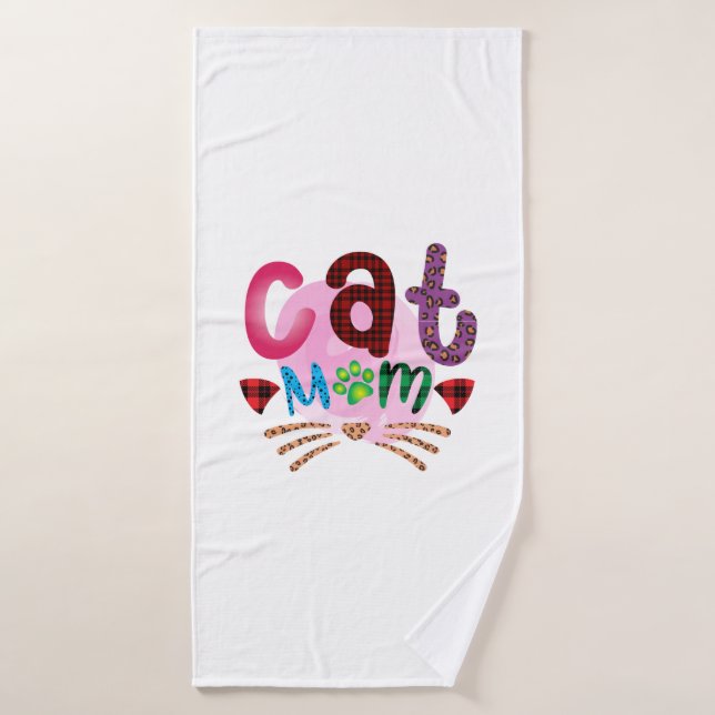 Cat Art Cat Mom_2 Bath Towel (Bath Towel)