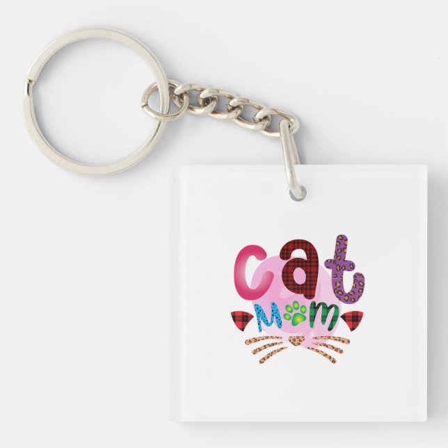 Cat Art Cat Mom_2 Keychain (Front)