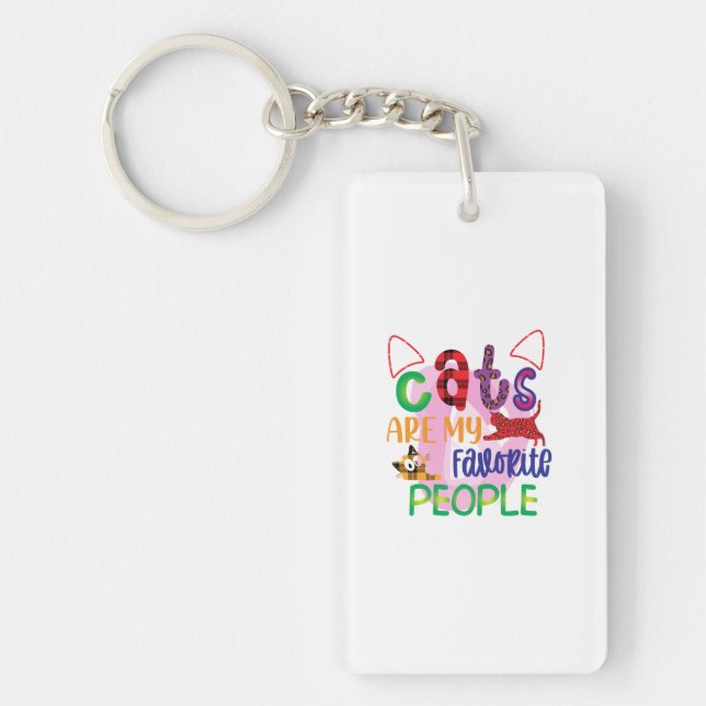Cat Art Cats Are My Favorite People_2 Keychain (Front)