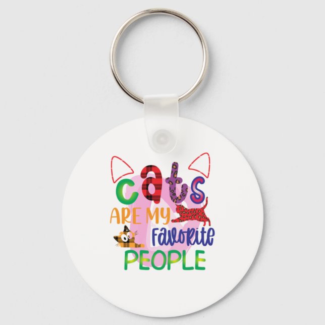 Cat Art Cats Are My Favourite People_2 Keychain (Front)