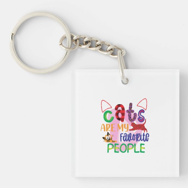 Cat Art Cats Are My Favourite People_2 Keychain (Front)