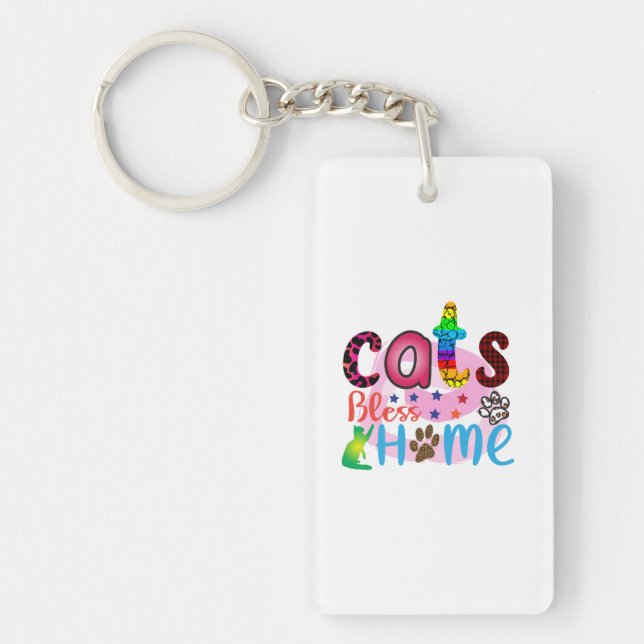 Cat Art Cats Bless Home_2 Keychain (Front)