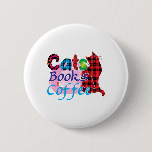 Cat Art Cats Books Coffee_2 2 Inch Round Button