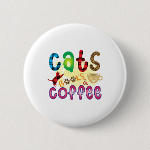 Cat Art Cats Books Coffee 2 Inch Round Button