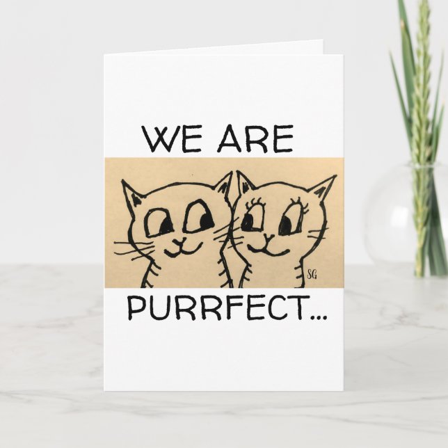 CAT ART COUPLE ROMANTIC CARD (Front)