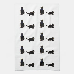 Cat Art Cute Black Cats Kitchen Towel