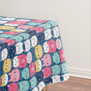 Cat Art Cute Cat Faces Tablecloth