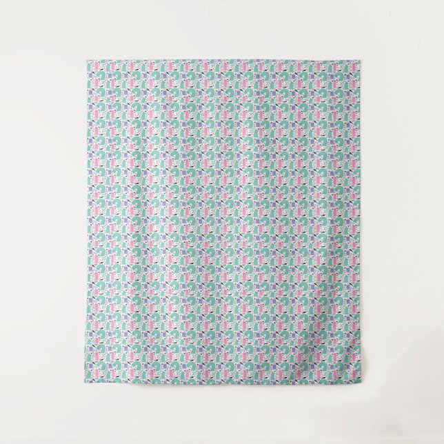 Cat Art | Cute Cat Rainbows Tapestry (Front)
