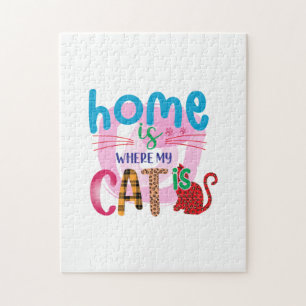 Cat Art Home Is Where My Cat Is Jigsaw Puzzle