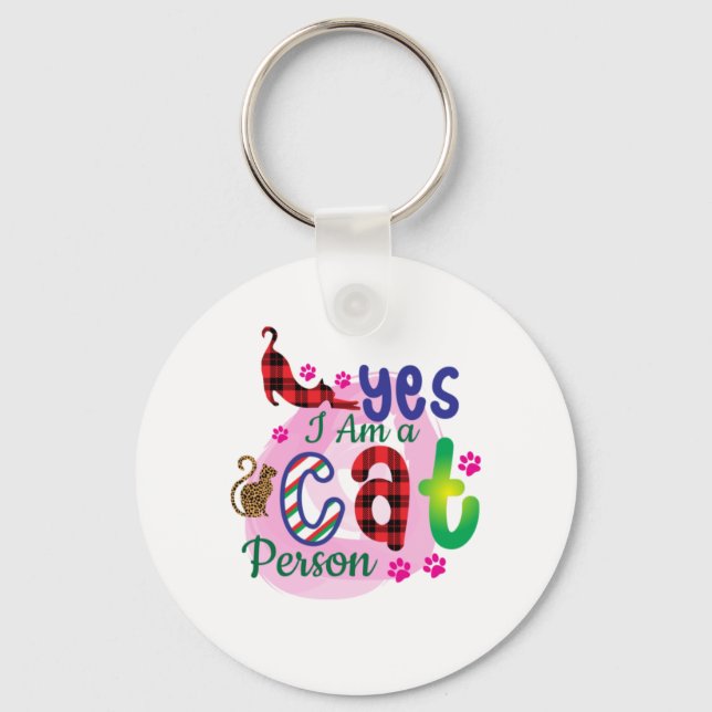 Cat Art I Am A Cat Person Keychain (Front)