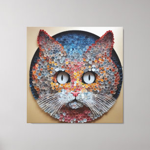 Cat Art Made Entirely of Circles Canvas Print