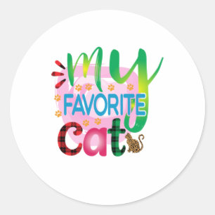 Cat Art My Favourite Cat Classic Round Sticker