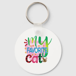 Cat Art My Favourite Cat Keychain