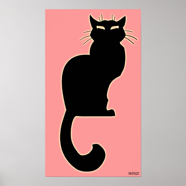 Cat Art Poster Pink Cat Lover Prints Posters (Front)