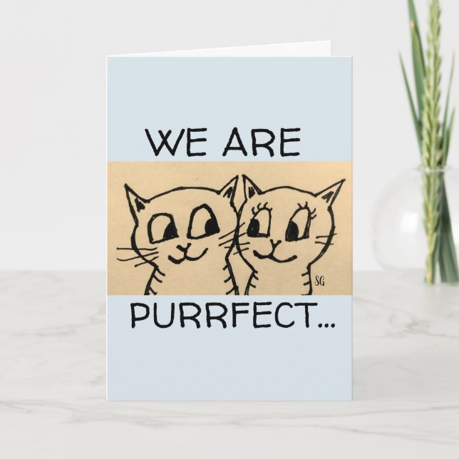 CAT ART ROMANTIC HAPPY BIRTHDAY! CARDS (Front)