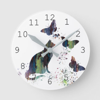 Cat Art Round Clock