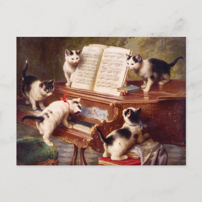 Cat Art: The Kitten's Recital Postcard (Front)