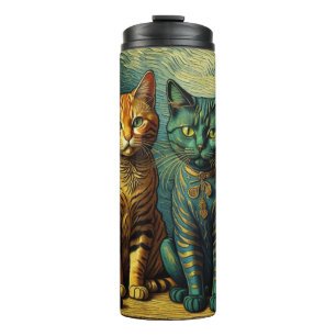 cat art thermal tumbler