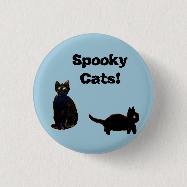 Cat Art Two Black Kitty 1 Inch Round Button (Front)
