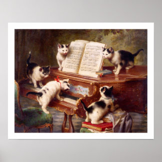 Cat Art: Vintage Art Print: The Kitten's Recital Poster