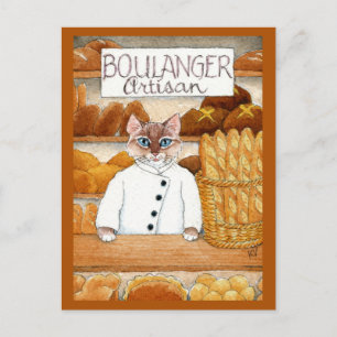 Cat Artisan Baker Bakery Bread Postcard