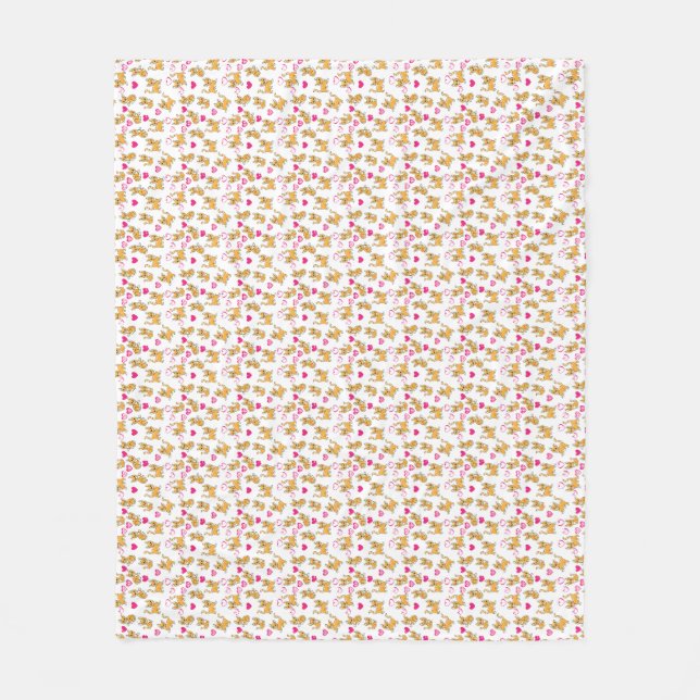 Cat Artwork | Cute Cat Valentine Fleece Blanket (Front)