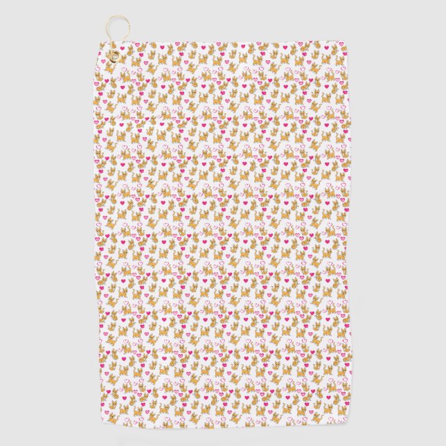 Cat Artwork | Cute Cat Valentine Golf Towel (Front)