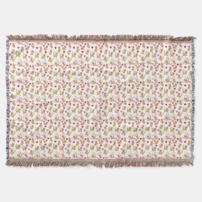 Cat Artwork | Cute Cat Valentine Throw Blanket (Front)