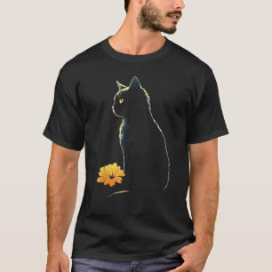 Cat Artwork - Flowers Art Cat Motif Animal Cat T-Shirt