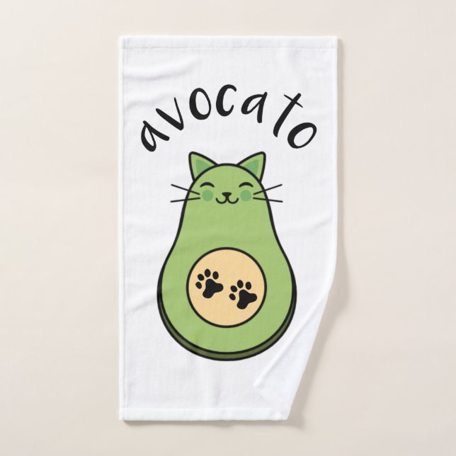 Cat as avocato hand towel (Hand Towel)