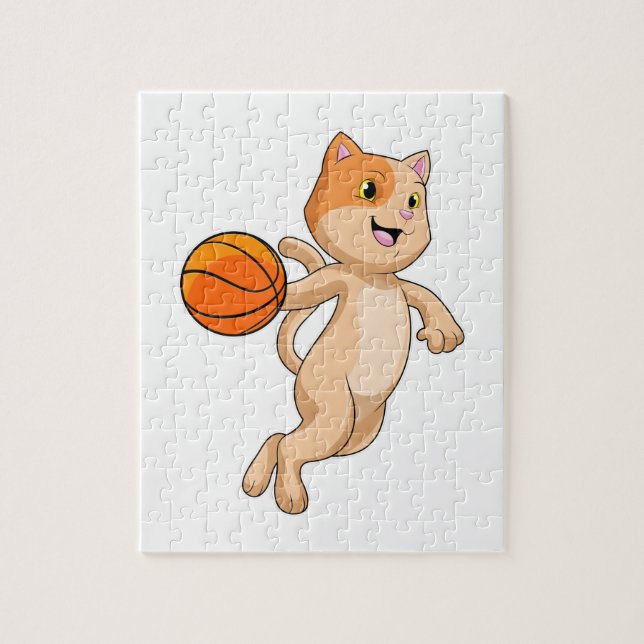 Cat as Basketball player with Basketball Jigsaw Puzzle (Vertical)