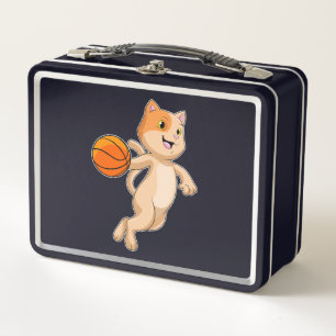 Cat as Basketball player with Basketball Metal Lunch Box