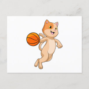 Cat as Basketball player with Basketball Postcard