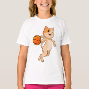 Cat as Basketball player with Basketball T-Shirt
